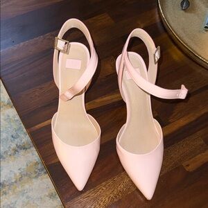 Louise et Cie Pale Pink Pointed-Toe Slingback Heels with Ankle Strap